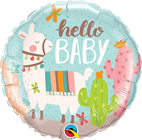 Folat 78689Q Folienballon 'Hello Baby' Lama-45cm, bunt