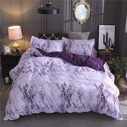 Wondder Copripiumino in Poliestere Super Soft Set Set di Biancheria da Letto con Rivestimento a Rock Pattern Printed Decorativi (Viola, Doppio 200 x 200cm)