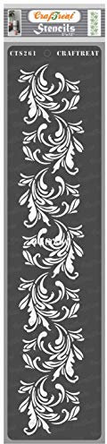 CrafTreat Pochoirs de bordure de fleurs réutilisables pour peindre sur bois, murs et carrelage – Bordure 5 – 7,6 x 30,5 cm – Pochoirs d'art et d'artisanat pour bordures de peinture – Bordure de fleurs