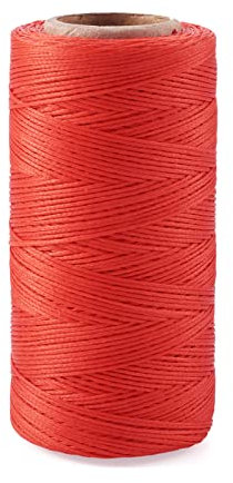 Pandahall, filo piatto in poliestere cerato, 260 metri/rotolo, 1 mm, per lavori fai da te e cucito, colore: rosso