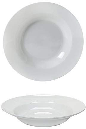 SATURNIA Set de 6 Platos Hondos de Porcelana – Modelo Pastabowl Blanco – 30 cm – Elegantes, Amplios y Aptos para Microondas y Lavavajillas