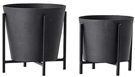 Bloomingville Ilse Blumentopf-Set 2-teilig aus Metall in der Farbe Schwarz, Maße: Topf 1: 11cm x 11cm x 11cm, Topf 2: 12,5cm x 12,5cm x 13,5cm, 82048824