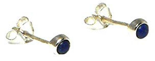Kleine runde Ohrstecker Lapislazuli Sterling-Silber 925-3 mm