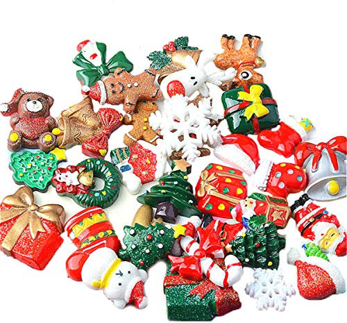Weihnachten Miniatur Ornamente,Guador 50 Stücke zufällig Weihnachten Dekofiguren Zubehör Kunstharz Miniatur Klein Figur für Mini Weihnachten Deko DIY Mitgebsel Geschenke