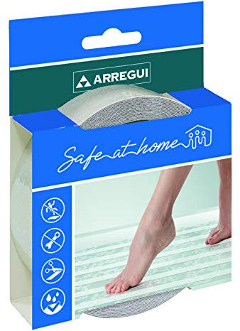 Arregui A-1050053 Cinta antideslizante transparente para baño y ducha, Tiras adhesivas, Pegatina de seguridad antideslizantes, 5m x 40mm, Transparente