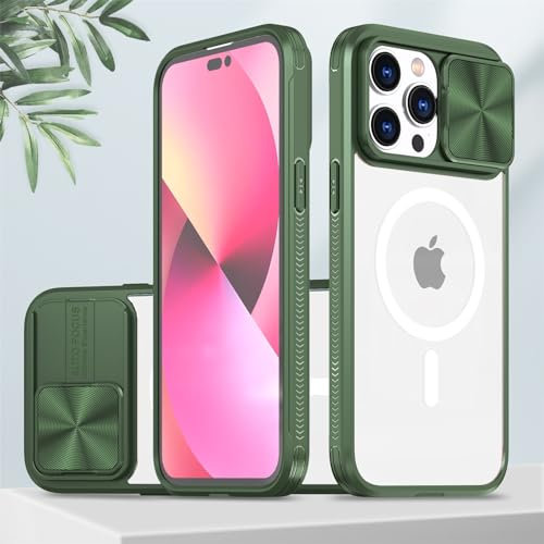 Emlivi Hülle Kameraschutz kompatibel für iPhone 12 Pro Stylisch Silikon Schutzhülle mit Camera Slider Schutz Matte Hart Translucent Handyhülle Anti-Scratch Case Cover für iPhone 12 Pro (6,1),Grün