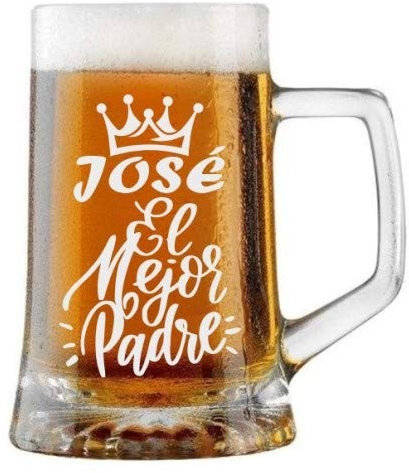 Arte-Deco Jarra de Cerveza Personalizada Día del Padre CORONA EL MEJOR PADRE Regalo Grabado y Personalizado para Hombre o Mujer Obsequio Celebraciones Cumpleaños Aniversarios Día del Padre Detalle