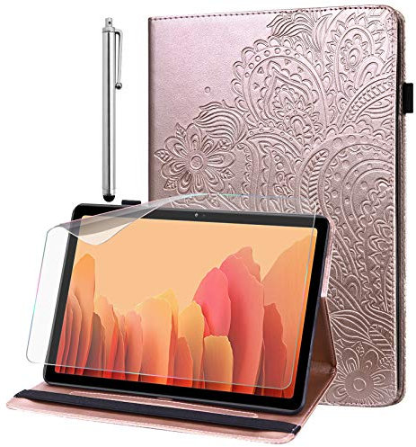 GLANDOTU Hülle für Huawei MediaPad T3 10 (9,6 Zoll) mit Schutzfolie und Stylus Stift - Ultra Dünn mit Standfunktion Flip Cover PU Leder Hülle(Roségold)