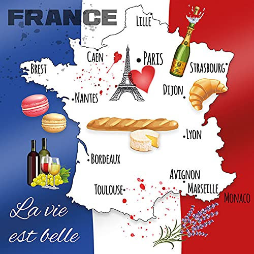 20 Servietten Frankreich´s schöne Seiten | französisch | Land | Urlaub | Reisen | Tischdeko 33x33cm