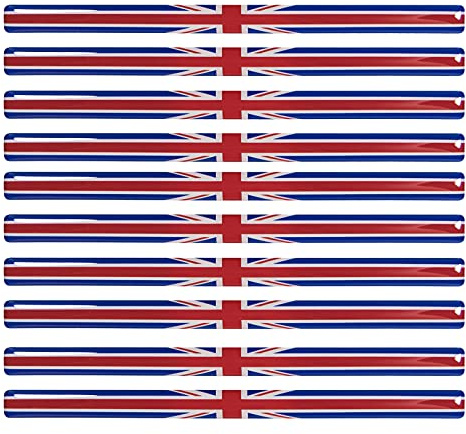 BIKE-label Union Jack 3D Aufkleber Flaggen 10 Stück je 150 x 10 mm Sticker Auto Kfz Motorrad 300550VE