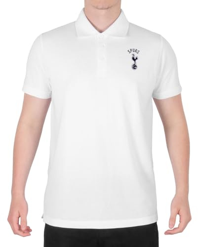 Tottenham Hotspur FC Official Gift Mens Single Crest Polo Shirt White Small