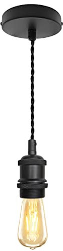 Industrial Vintage Matte Black Pendant Ceiling Light Lamp Holder Antique Retro E27 Fitting H3065F