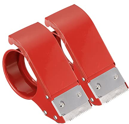 PATIKIL 6,3 cm Packbandspender, 2 Stück industrielle schwere Bänder Cutter Halter verstellbare Box Versiegelung für Verpackung Karton Versiegelung, rot