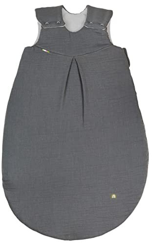 Odenwälder Musselin-Schlafsack Schlafsack Baby-Schlafsack Kinderschlafsack wattiert (Grey, 110 cm)