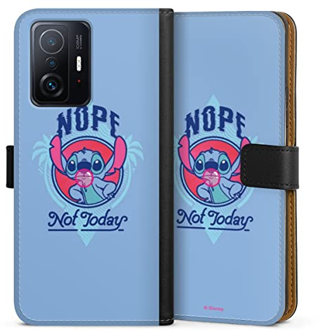 DeinDesign Klapphülle kompatibel mit Xiaomi 11T 5G Handyhülle aus Kunst Leder schwarz Flip Case Disney Sprüche Lilo & Stitch