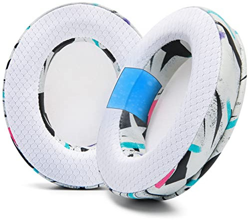 WC Freeze für Arctis Nova – Hybrid-Gewebe-Kühlgel-Ersatz-Ohrpolster für Arctis Nova Pro Wired, Nova 7, 5, 4, 3, 1 – hergestellt von Wicked Cushions (passt Nicht für Nova Pro Wireless) | 90's White