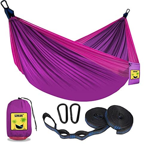 SZHLUX Camping Hammock Double & Single Portable Hammocks with 2 Tree Straps, Great for Hiking,Backpacking,Hunting,Outdoor,Beach,Camping