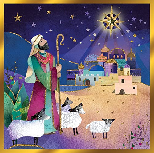 Greeting Card Shepherds Watch Luxury Hand-Finished Christmas Single Xmas Cards XLSB040S