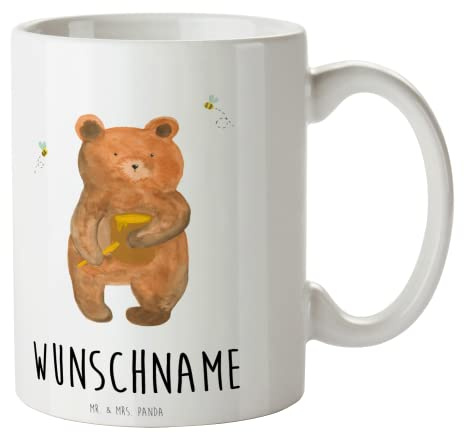 Mr. & Mrs. Panda kaffeebecher mit namen Bär Honig - Personalisierte Geschenke, Tasse, Liebe, personalisierter becher, personalisiert, personalisierbare, Teddy, personalisierbar, Geschenk, Verliebte