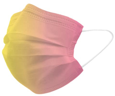 Popme 100 Mascherine Colorate Monouso, Mascherina Chirurgica Colorata CE, con Clip Nasale Adattabile, Bustina con Chiusura Ermetica, Modello Pesca