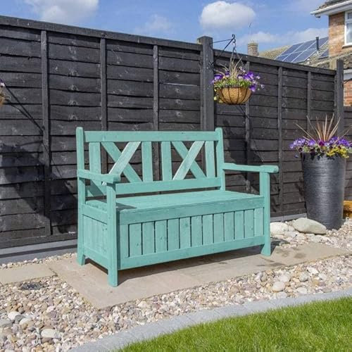 AIRWAVE Darcy Outdoor Storage Bench 110L | Weather Resistant Garden Storage Box | Treated Fir Wood | Wooden Showerproof Seat | Ideal for Storing Toys, Cushions, Tools