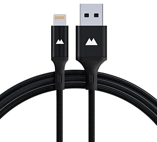 Mous - USB A to Lightning Charging Cable, Nylon Braided Fast Charging for iPhone 14/13/12/11 XS XR X 8 7 6 SE2020, iPad, AirPods - 1.5m - Black