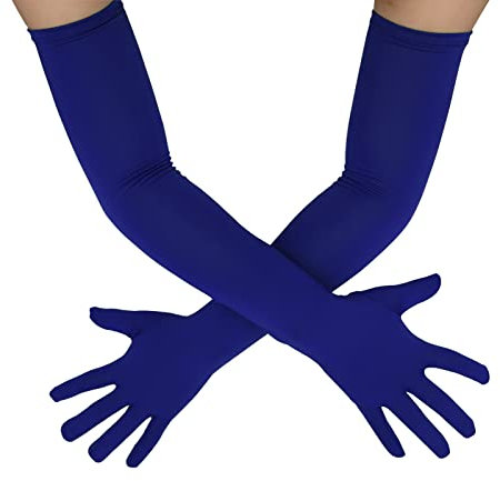 Sheface Lange Handschuhe für Herren und Damen, 55,9 cm, Spandex, dehnbar, Kostümhandschuhe, Bankett, Party, Hochzeit, Handschuhe, Blau, Einheitsgröße