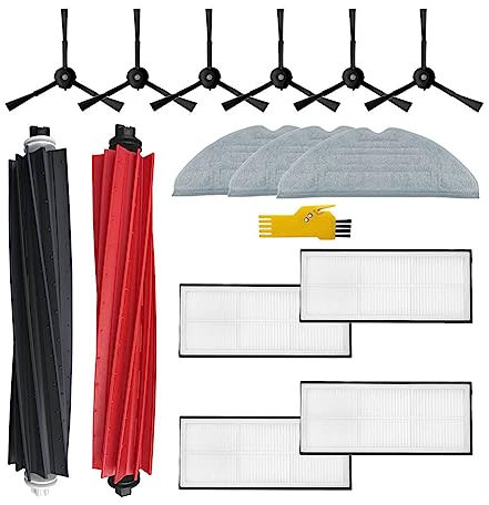 Laimaiou Kit d'accessoires pour roborock S8 Pro Ultra Robot Aspirateur Pièces de rechange 15 Packs 1 jeu de brosses roulantes, 4 filtres, 6 brosses latérales, 3 serpillières