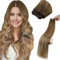 LaaVoo Haartressen Echthaar zum Einnähen 55cm Braun Blond Echthaar Extensions Tressen Hellbraun Balayage Goldene Blond Bundle Extensions Menschliches Haar Extensions Ombre 100g #8/16/8