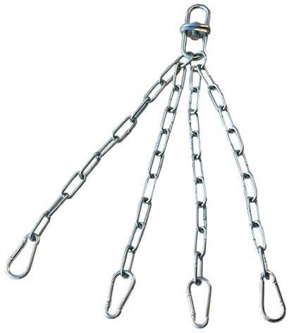 Lisaro Spezial Profi Boxsack-Kette mit Karabiner / 50 cm 4-Punkt Stahlkette für Boxsäcke & Maisbirnen | verchromte Boxsackaufhängung | belastbar bis zu 150 kg
