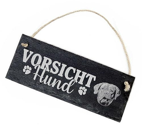 Vorsicht Hund Bordeaux Dogge Schild Schiefer 22x8cm Achtung Warnschild Warnung Warnschild Hundeschild