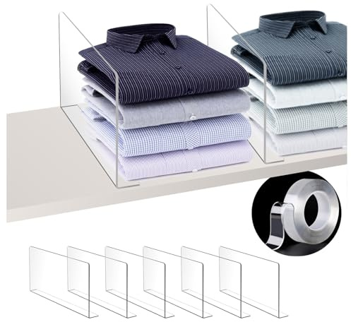 mioule Regal-Trennwände – transparenter Kunststoff, Acryl, hohe Schrank-Regalteiler, Organizer für Holzregale, Schränke – Regaltrenner im Schrank für Kleidung (6)