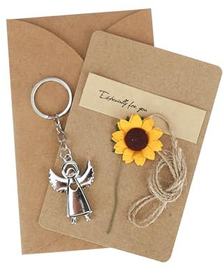 VIKY® Freundinnen Geschenk Set, Beste Freundin Karte Leere, Kraftpapier Umschlag, Schutzengel Schlüsselanhänger Engel, Freundin Geschenk, Abschiedsgeschenk, Geburtstagsgeschenk, Freundschaftsgeschenke