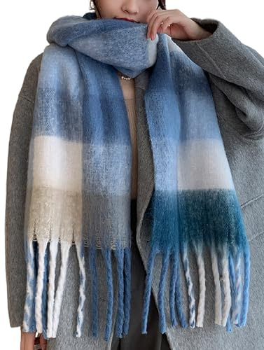 Wander Agio Écharpe d'hiver chaude pour femme - Long châle - Grande écharpe pour temps froid - Couverture épaisse - Écharpe colorée à carreaux