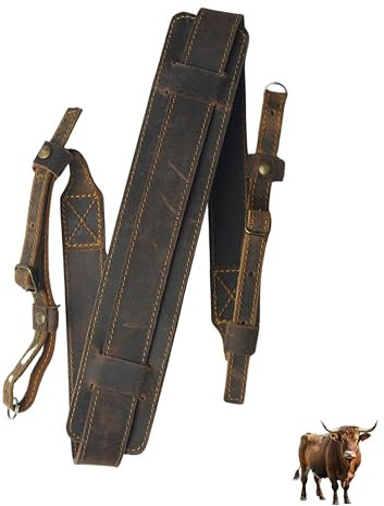 BullStories Handmade Wax Cowhide Leather Camera Shoulder Neck Strap, Full Grain Leather Camera Strap, Brown, Adjustable