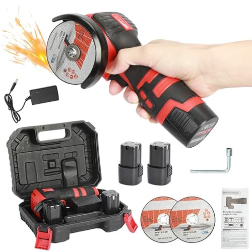 CUSROS Mini Angle Grinder 18V 550W, Cordless Battery Angle Grinder, Brushless Angle Grinder Machine for Grinding Cutting Polishing Sharpening with Suitcase, 2x1.5Ah Batteries, 2xGrinding Discs
