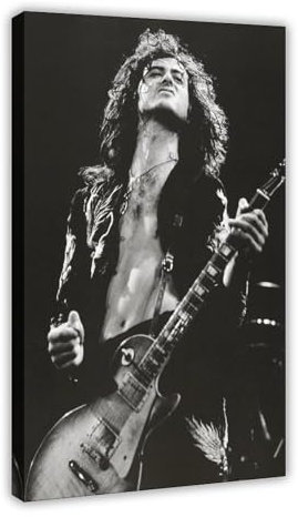 OWNPET Jimmy Page Leinwand-Poster, Motiv: Gitarre, 6 Stück, Wandkunst, Dekor, Bild, Gemälde für Wohnzimmer, Schlafzimmer, Dekoration, Rahmenstil, 50 x 75 cm