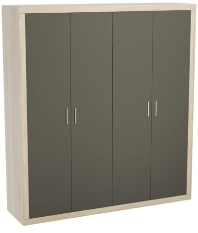 mattfy - Armario 4 Puertas Batientes con Altillo Modelo Victoria para Dormitorios de Matrimonio o Individuales, Color Cambria - Grafito, Medidas: 197 cm (Ancho) x 210 cm (Alto) x 48 cm (Fondo)