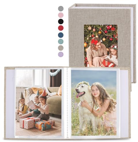 vivinin Fotoalbum, Fotoalbum, Leineneinband, kleines Fotoalbum für 36 Taschen, für 72 Bilder, Bilderbuch für Fotos, Familienjubiläen, Baby-Urlaub, Beige, 2 Stück