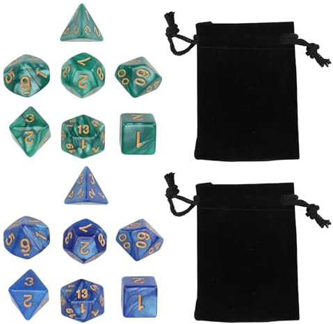 14 Pezzi Set di Dadi Poliedrici con Tasche Dadi Poliedrici a Due Colori Acrilico Dadi D&D Gioco DND Dice Set in Poliedrico Riutilizzabile per Dungeons and Dragons Giochi da Ruolo Carte Tavolo (A)