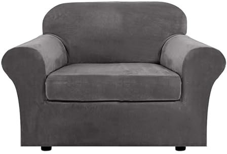 DFANCE Stretch Sesselbezug Sofabezug Samt Couchbezug,Stretch Ektorp Bezug Geteilt SofaÜberwürfe Anti-Rutsch mit Separatem Sitzkissenbezug für 1/2/3/4-Sofas