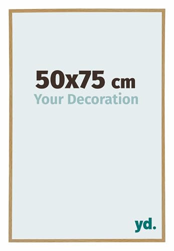 Your Decoration - Bilderrahmen 50x75 cm - Buche Hell - Bilderrahmen aus Kunststoff mit Acrylglas - Antireflex - 50x75 Rahmen - Evry