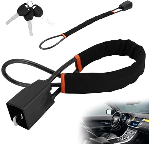 WIGUROE Car Steering Wheel Locks, Universal Anti Theft Car Security Device Car Lock with 3 Keys, Heavy Duty Anti-Theft Bar for Most Vehicles Van Trucks SUV