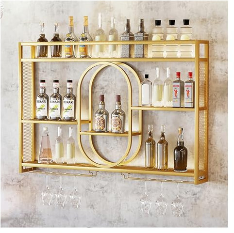 Étagère À Vin Murale Avec Éclairage LED Et Porte-verres En Métal,Pratique Range Bouteille Design Moderne,Porte Bouteille Mural,Casier À Bouteilles,Rangement De Bouteilles,Pour Cave À Vin,Bar,Cuisine(C