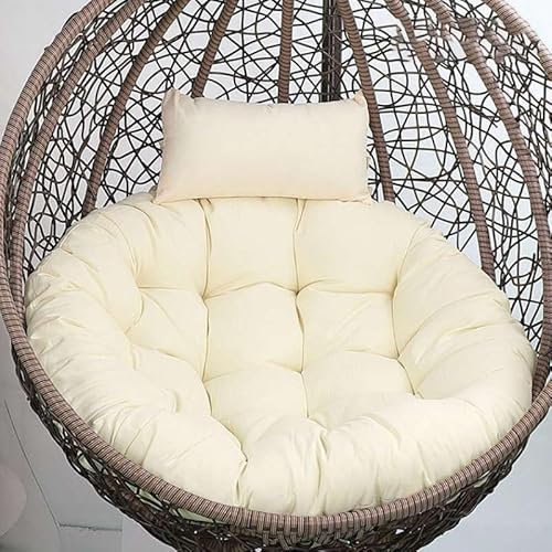 Vcyex Schaukelstuhl Auflage-Waschbar Schaukelstuhl Sitzkissen Hängestuhl Sitzauflage Verdicktes Schaukelstuhlkissen Rundes Hängestuhl-Sitzkissen,Diameter 105cm,Beige
