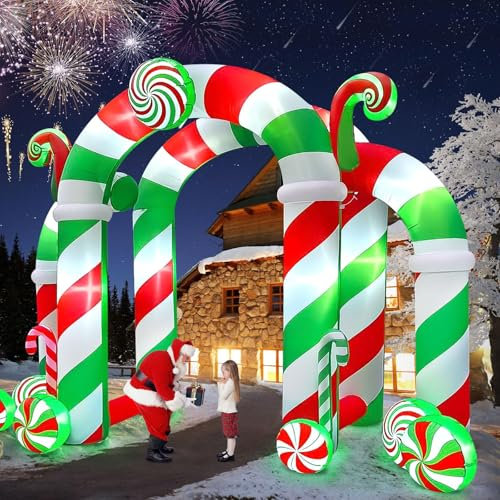 13 Fuß Aufblasbarer Weihnachtsbogen, Kalolary Aufblasbarer Weihnachtsbogen Süßigkeiten Stereoskopisch Aufblasbare Weihnachtsdekoration Außenbereich Quadratische Einkaufszentren Rasenflächen Garten