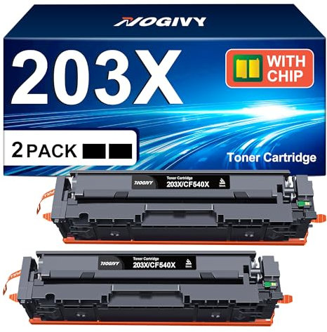 NOGIVY 203X CF540X Schwarz Toner Kompatibel für HP 203X 203A CF540X CF540A für Color Laserjet Pro MFP M281fdw M281fdn M280nw M281cdw M254dw M254nw M254dn CF540X (Schwarz, 2er-Pack)