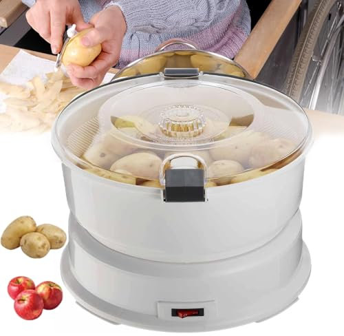Electric Potato Peeler Machine, 2-in-1 Use (Peeling Potato & Drying Vegetable), 1kg Capacity Automatic Potato Peeler Spinner for Household Home Kitchen Restaurant Commercial Use