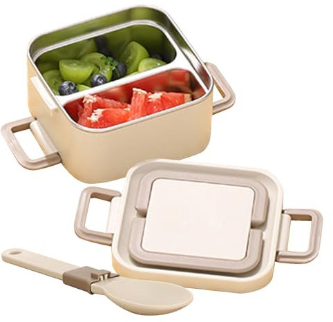 Lueear Lonchera de metal, lonchera de acero para picnic, lonchera apilable resistente, contenedores de almacenamiento de almuerzo a prueba de fugas para aperitivos y ensaladas