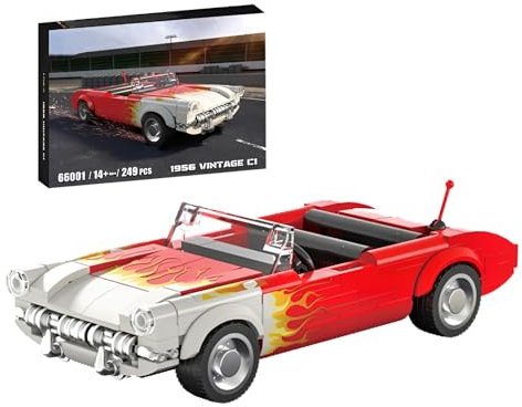 SymGrpu Vintage Sportwagen Bausteine Bausatz, 1956 C1 Auto Modellbau Set, City Rennwagen Klemmbausteine, Auto Fahrzeugbau Spielzeug für Erwachsene Jugendliche ab 14 Jahren,249 PCS